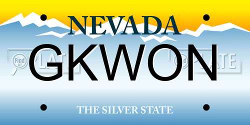 GKWON Nevada License Plate