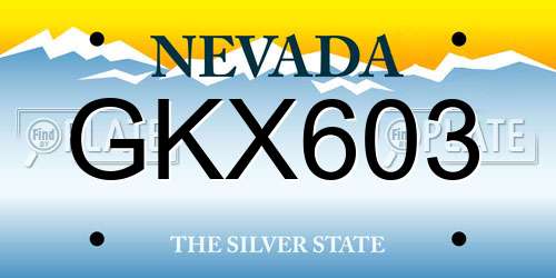 GKX603 Nevada License Plate