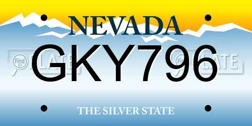 GKY796 Nevada License Plate