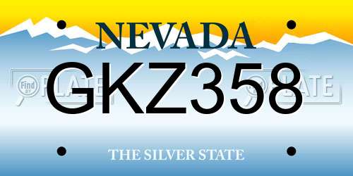 GKZ358 Nevada License Plate