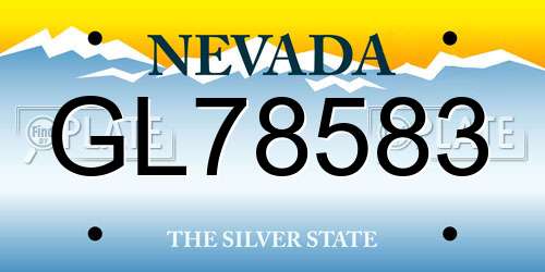 GL78583 Nevada License Plate