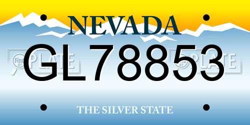 GL78853 Nevada License Plate