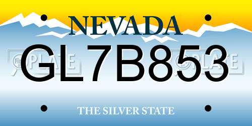 GL7B853 Nevada License Plate