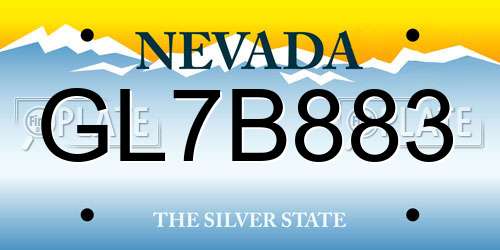 GL7B883 Nevada License Plate