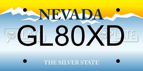 GL80XD Nevada License Plate