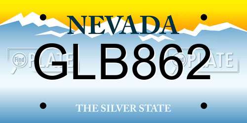 GLB862 Nevada License Plate
