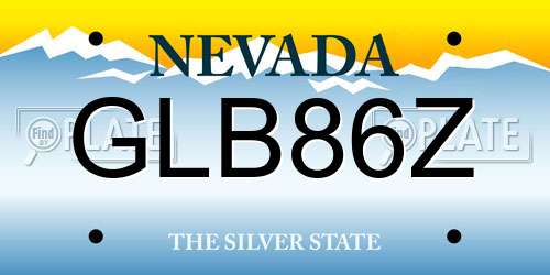 GLB86Z Nevada License Plate