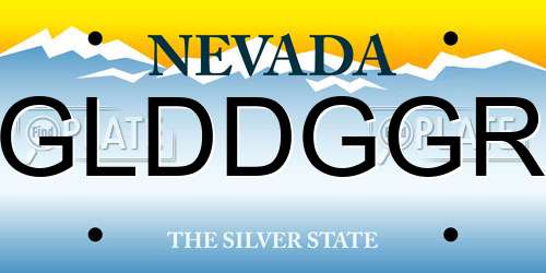 GLDDGGR Nevada License Plate