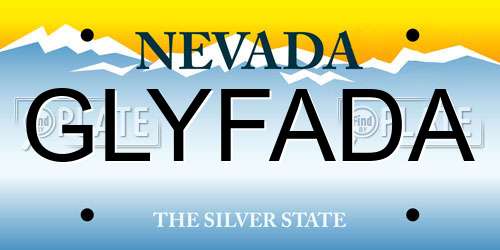 GLYFADA Nevada License Plate
