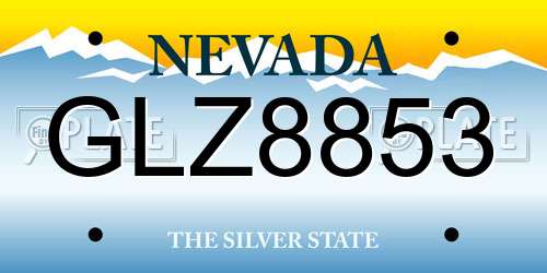 GLZ8853 Nevada License Plate