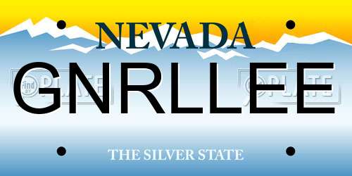 GNRLLEE Nevada License Plate