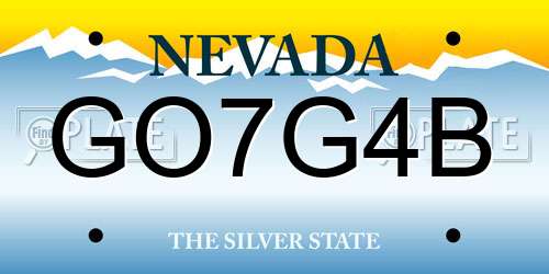 GO7G4B Nevada License Plate