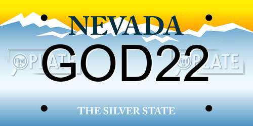 GOD22 Nevada License Plate