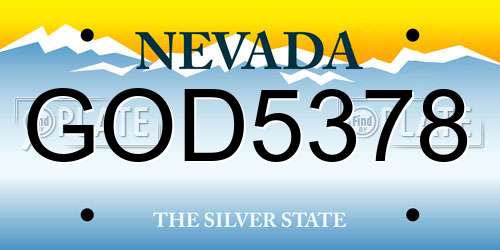 GOD5378 Nevada License Plate