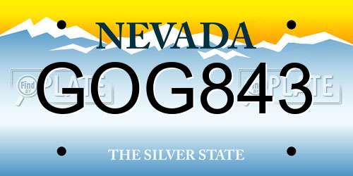 GOG843 Nevada License Plate