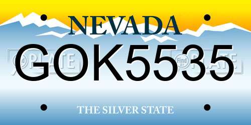 GOK5535 Nevada License Plate
