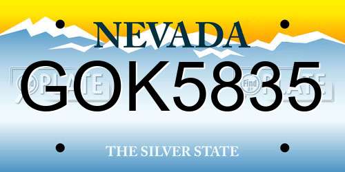 GOK5835 Nevada License Plate