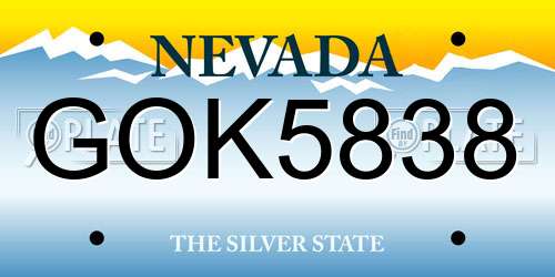 GOK5838 Nevada License Plate