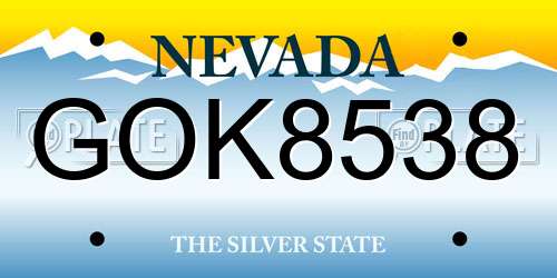 GOK8538 Nevada License Plate