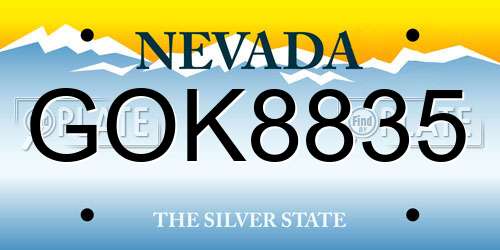 GOK8835 Nevada License Plate