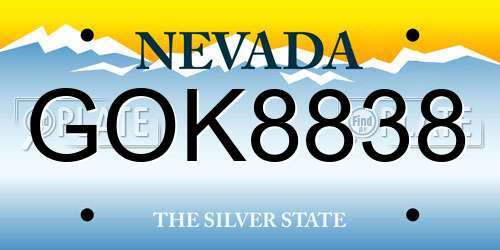 GOK8838 Nevada License Plate