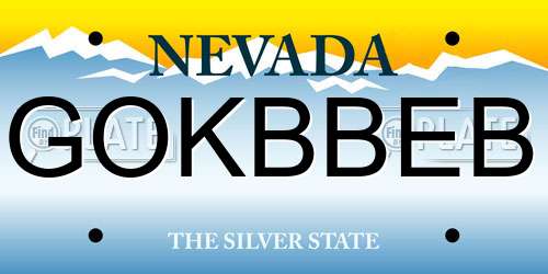 GOKBBEB Nevada License Plate