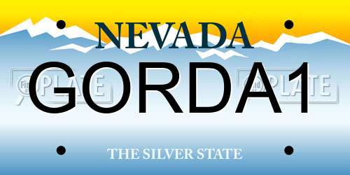 GORDA1 Nevada License Plate