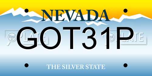 GOT31P Nevada License Plate