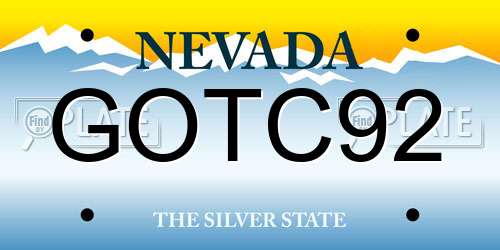 GOTC92 Nevada License Plate