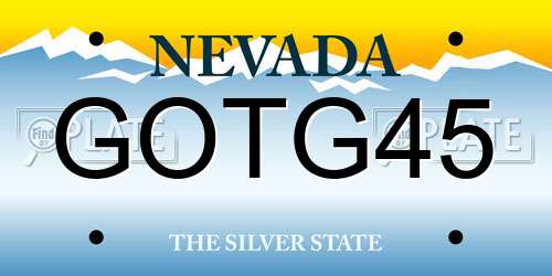 GOTG45 Nevada License Plate