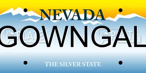 GOWNGAL Nevada License Plate