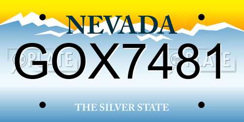 GOX7481 Nevada License Plate