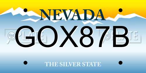 GOX87B Nevada License Plate