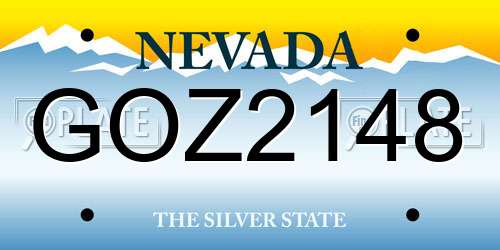 GOZ2148 Nevada License Plate