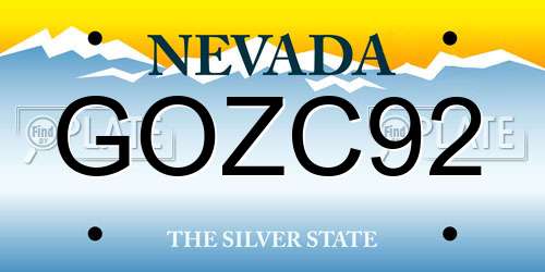 GOZC92 Nevada License Plate