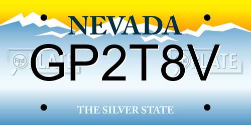 GP2T8V Nevada License Plate