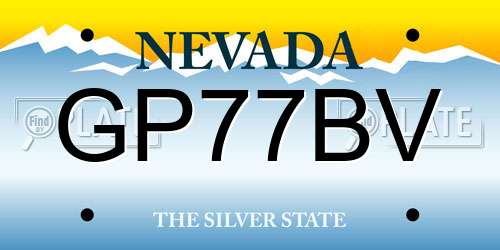 GP77BV Nevada License Plate