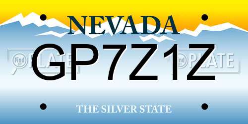 GP7Z1Z Nevada License Plate