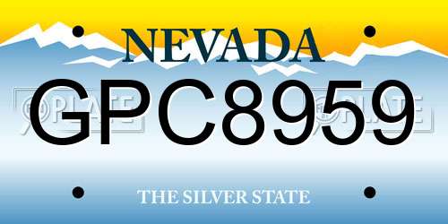 GPC8959 Nevada License Plate