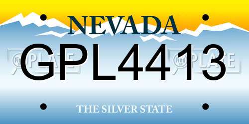GPL4413 Nevada License Plate