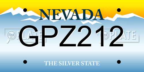 GPZ212 Nevada License Plate