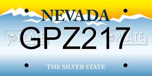 GPZ217 Nevada License Plate