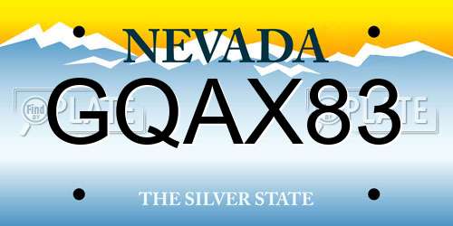 GQAX83 Nevada License Plate