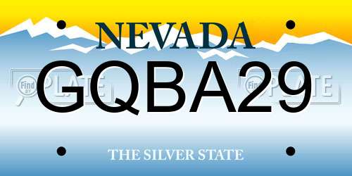 GQBA29 Nevada License Plate