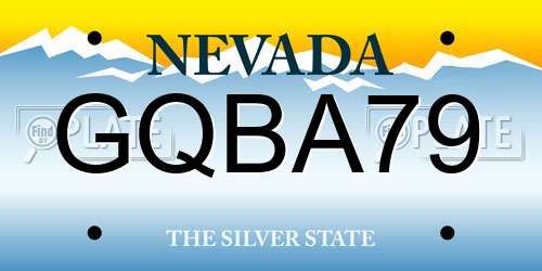 GQBA79 Nevada License Plate