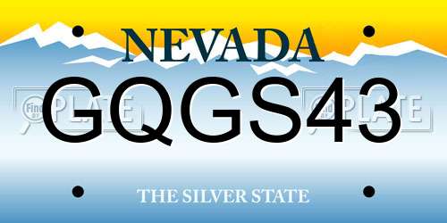 GQGS43 Nevada License Plate