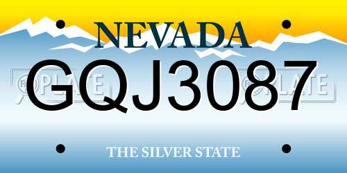 GQJ3087 Nevada License Plate