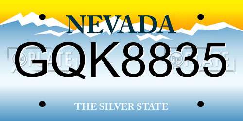 GQK8835 Nevada License Plate