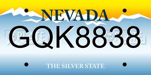 GQK8838 Nevada License Plate