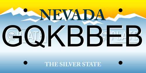 GQKBBEB Nevada License Plate